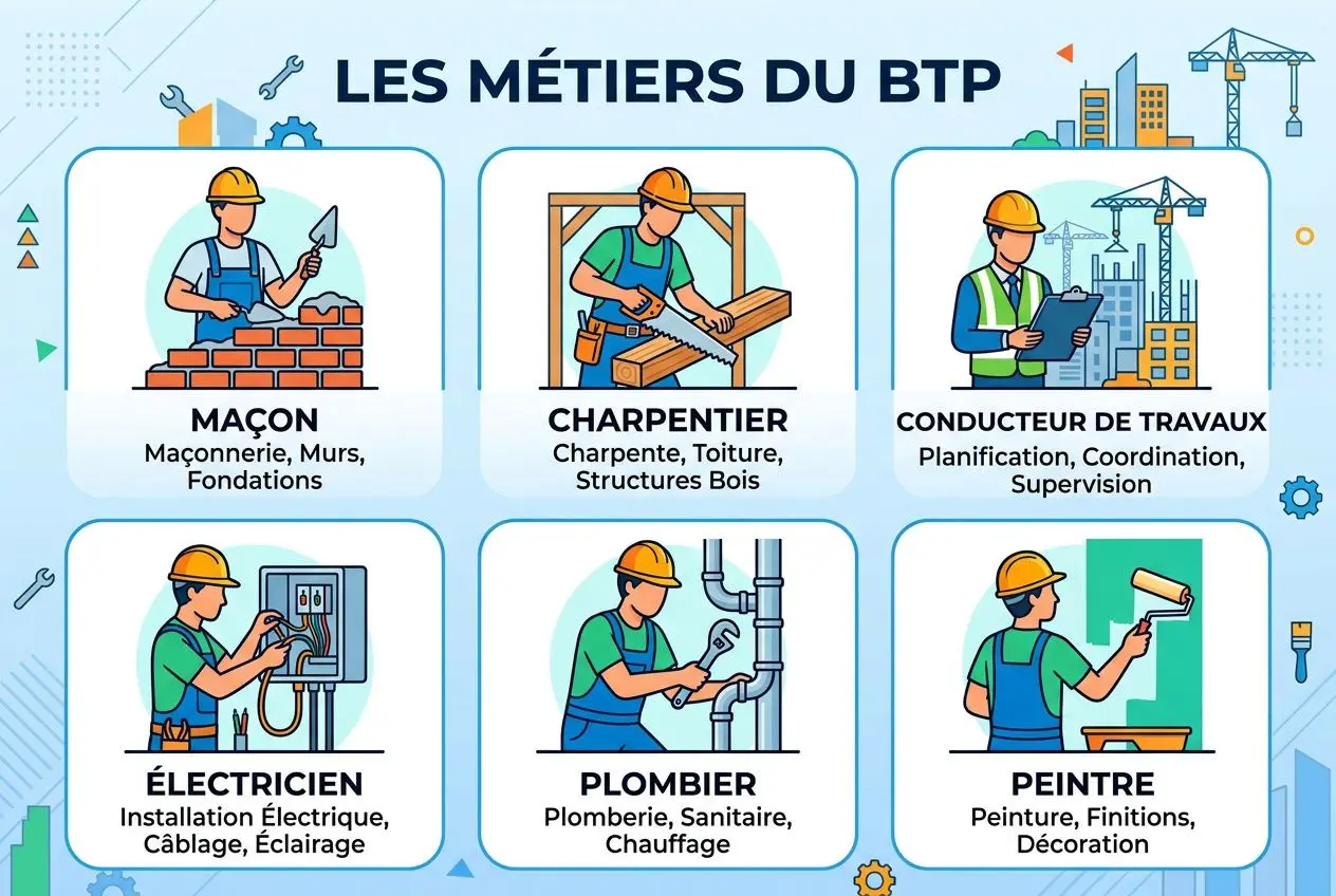 Métiers principaux du BTP