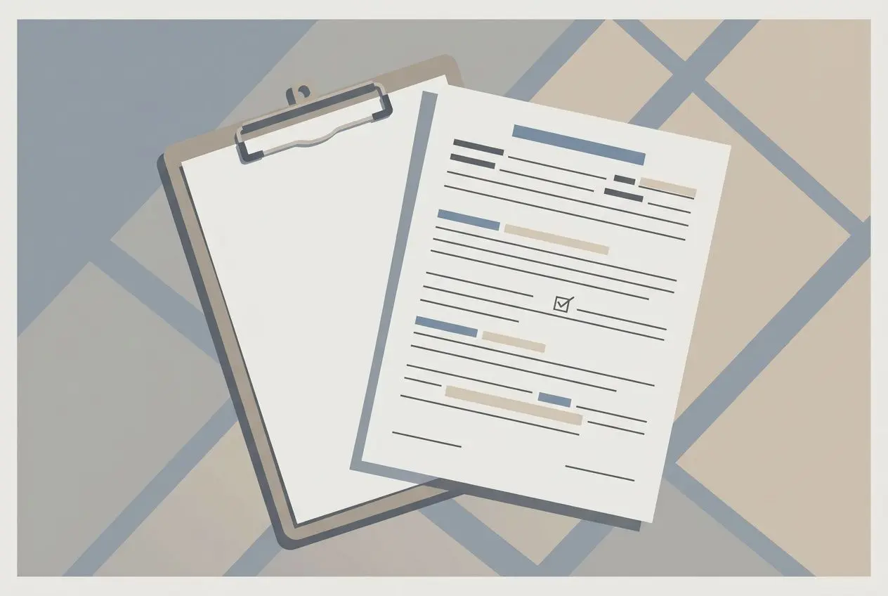 Formulaire et fiche de contrat sur un clipboard, illustrant les documents liés au travail temporaire.